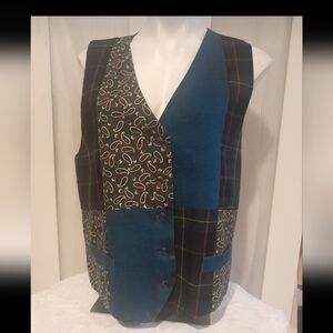 Vintage - London Fog - Womens Multicolor Patchwork Vest, Size  Large